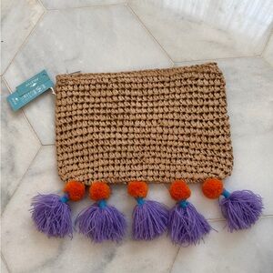 Adorable Summer Woven Clutch with Tassels